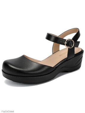 Women's Closed Toe Mary Jane Sandals Arch Support Low Heel Work
